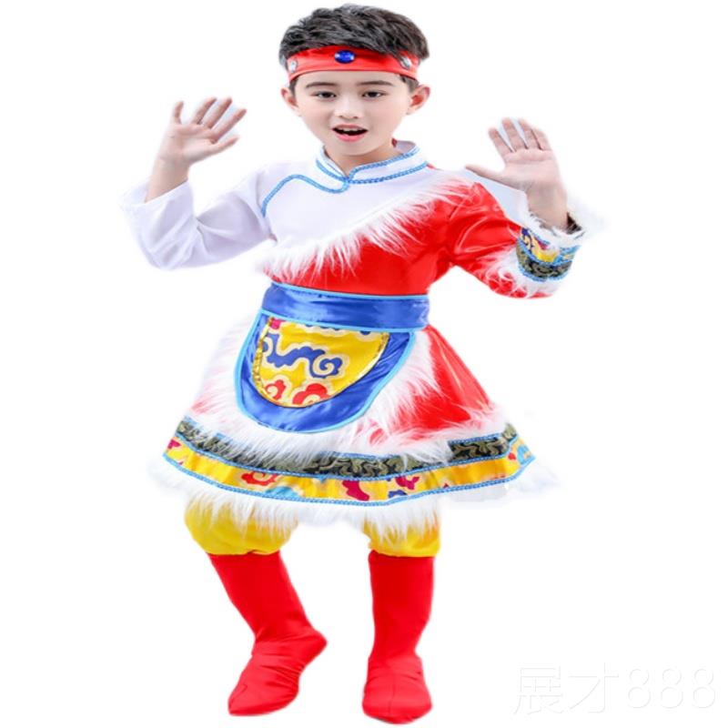 正品新族款少童数民族藏族蒙儿演出服装古舞蹈男女短袖长袖表演服