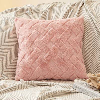 正品毛绒飘窗抱枕沙发客厅靠背靠奢靠级枕条形格轻高感垫抱枕套不