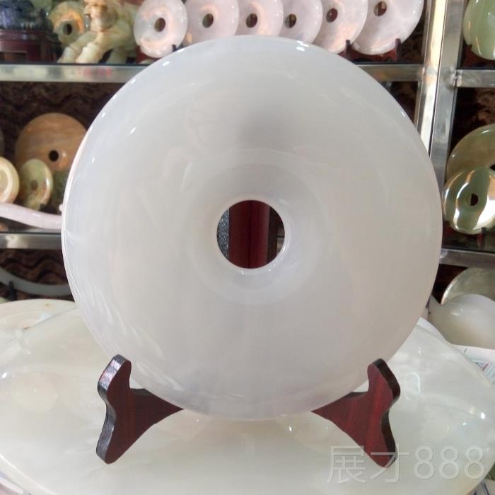 正品天扣然阿富汗玉石安摆怀件玉扣古平玉器玉璧家居玄关装饰摆饰