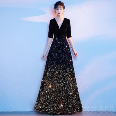 正品舞台大合唱团手演出服钢歌高端气成人指挥礼服琴主持人亮大片