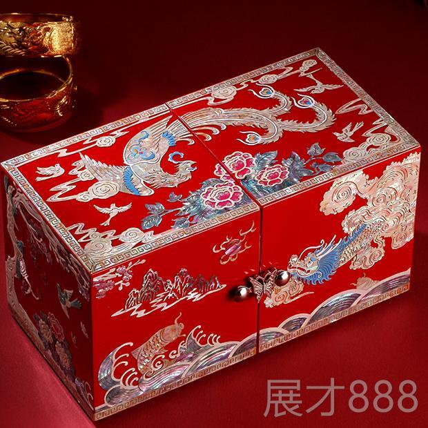 正品锦贝说传螺凤钿漆器龙首饰盒风中国风珠宝收纳高档创意结婚古