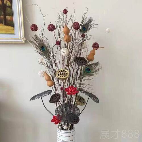 正品干 天干树枝装饰客落地干 干燥花瓶厅陶瓷玄关居家柳插花然龙
