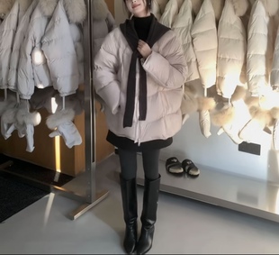 针织披肩带帽羽绒服女2025冬季短款连帽轻薄设计感小个子气质外套