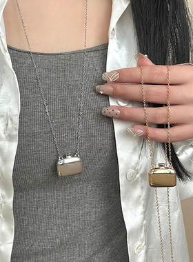 2025新款夏季香水瓶项链女银色长款简约高级感链子毛衣链卫衣链