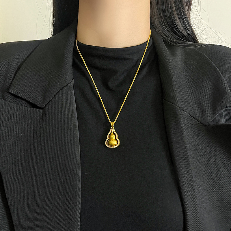 平安锁葫芦女款金色毛衣链配饰