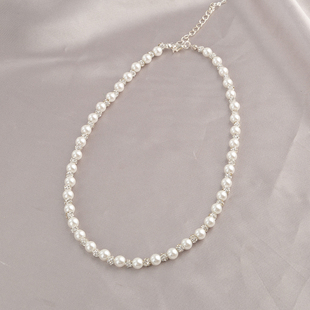 珍珠锆石项链女2024新款 轻奢小众设计高级感锁骨链串珠颈链 爆款