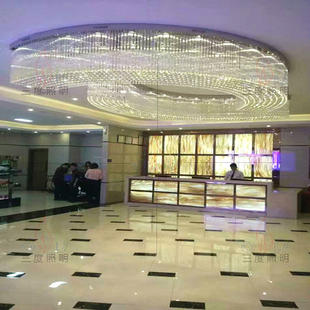 大型C形O形S形波浪形Y形交叉造型LOGO水晶灯酒宴会沙盘会所过道灯