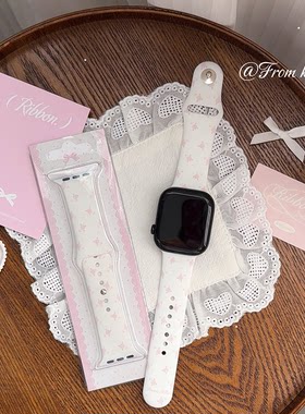 可露露原创小碎花iwatch手表带applewatch可爱甜美少女适用s10