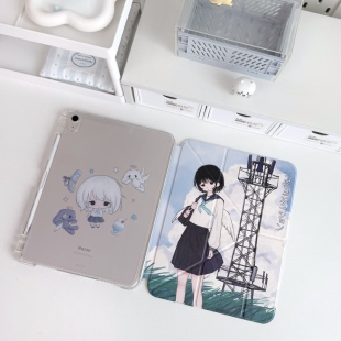 11代 a16 可露露原创风之语ipad保护套3 y折带笔槽拆分亚克力适用于苹果air456