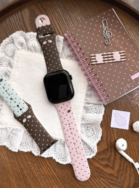 可露露原创波点翅膀iwatch手表带applewatch可爱甜美少女适用s10