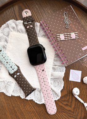 可露露原创波点翅膀iwatch手表带applewatch可爱甜美少女适用s10