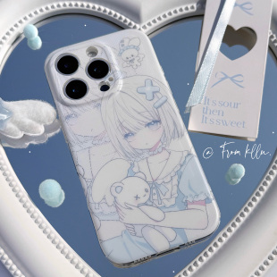 可露露原创水色梦境手机壳精孔imd磨砂软壳水色系统二次元 少女小众适用于苹果iPhone1415promax