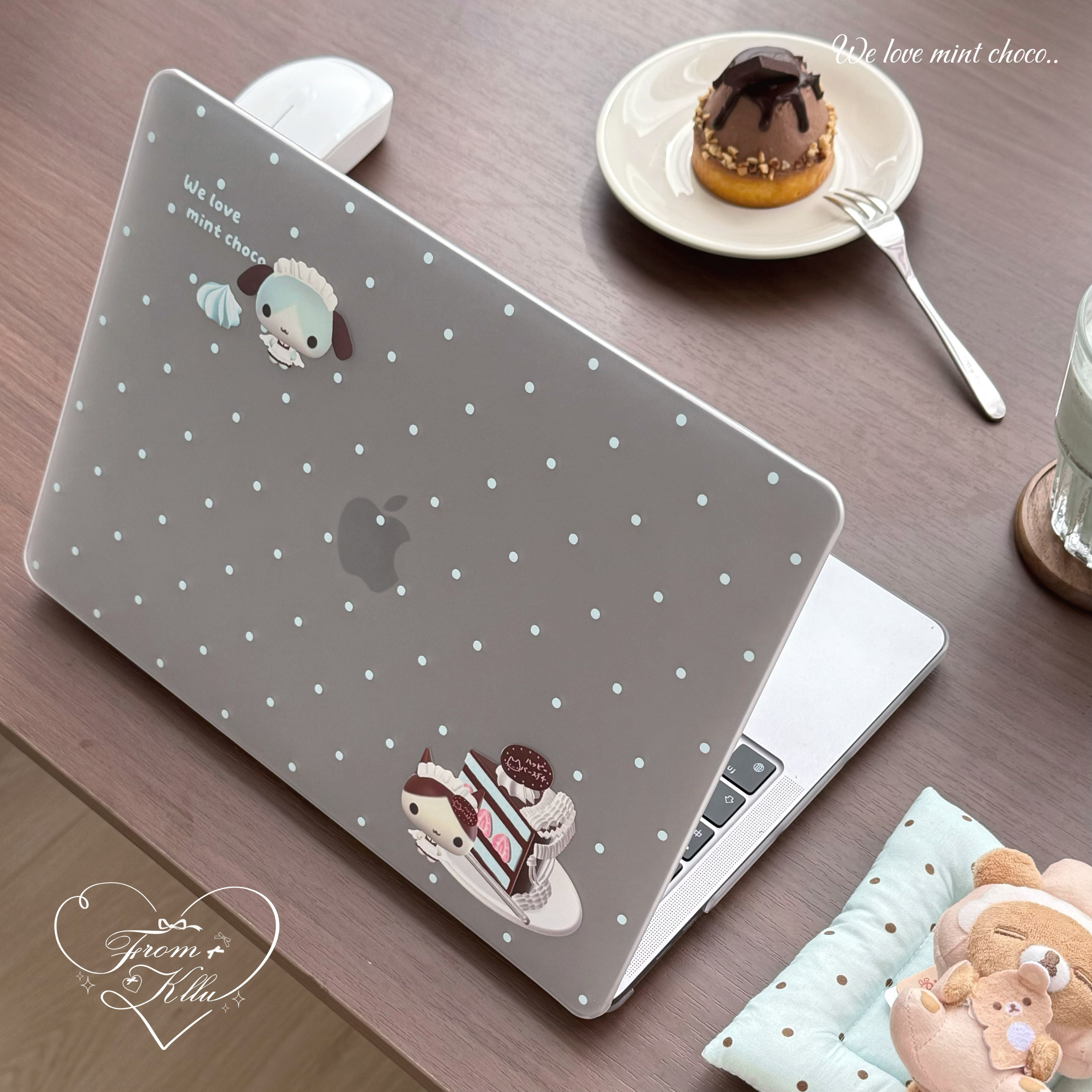可露露原创macbook保护壳薄巧小动物pc苹果电脑保护壳防磕碰防刮适用于Neo13寸air pro14少女心磨砂波点
