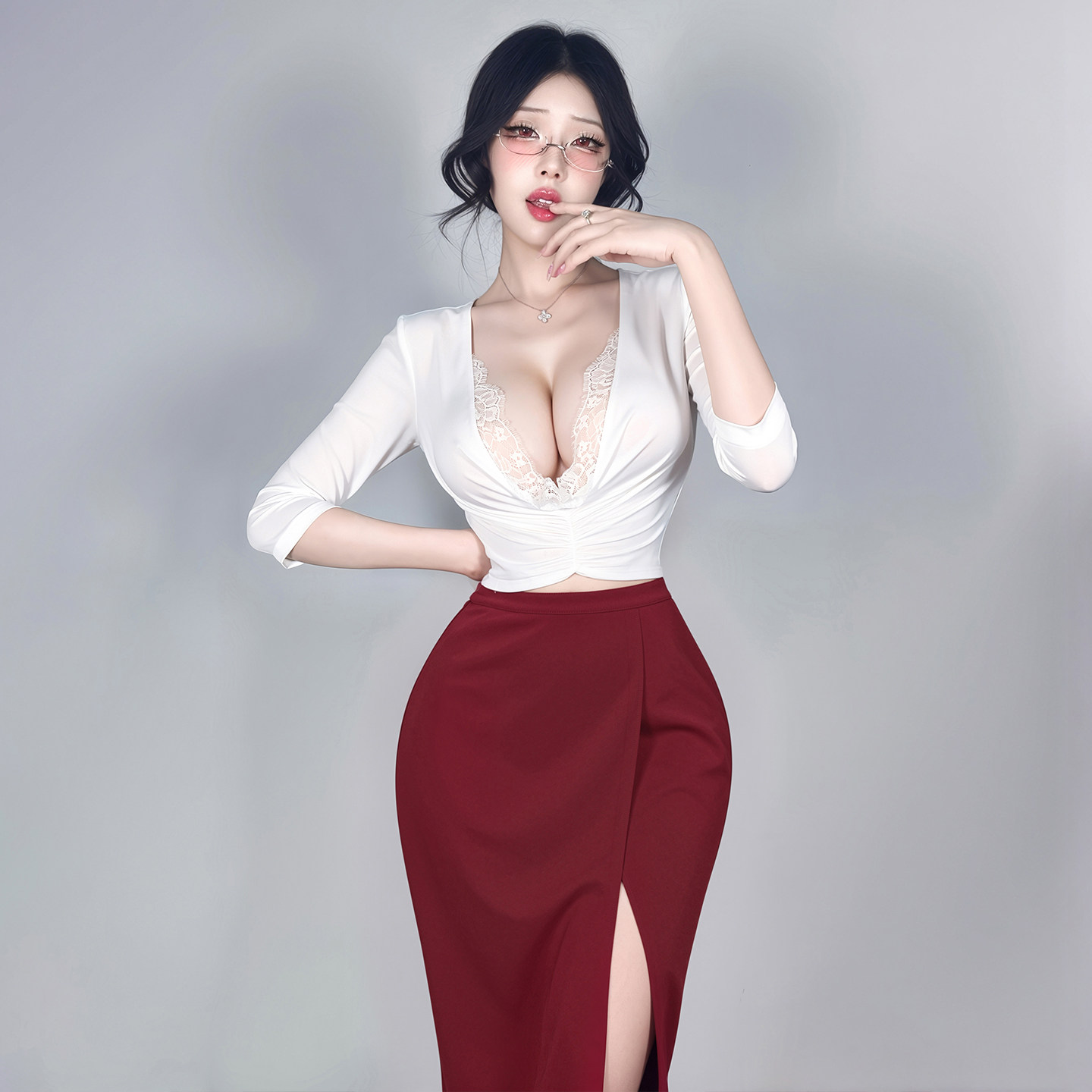 情趣半熟告白深V露沟秘书套装裙子女2026新夏季又酷又飒减龄轻熟