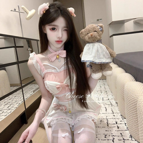 蜜糖响铃*纯欲可爱蝴蝶结小飞袖女仆cos短裙套装情侣扮演qqny女