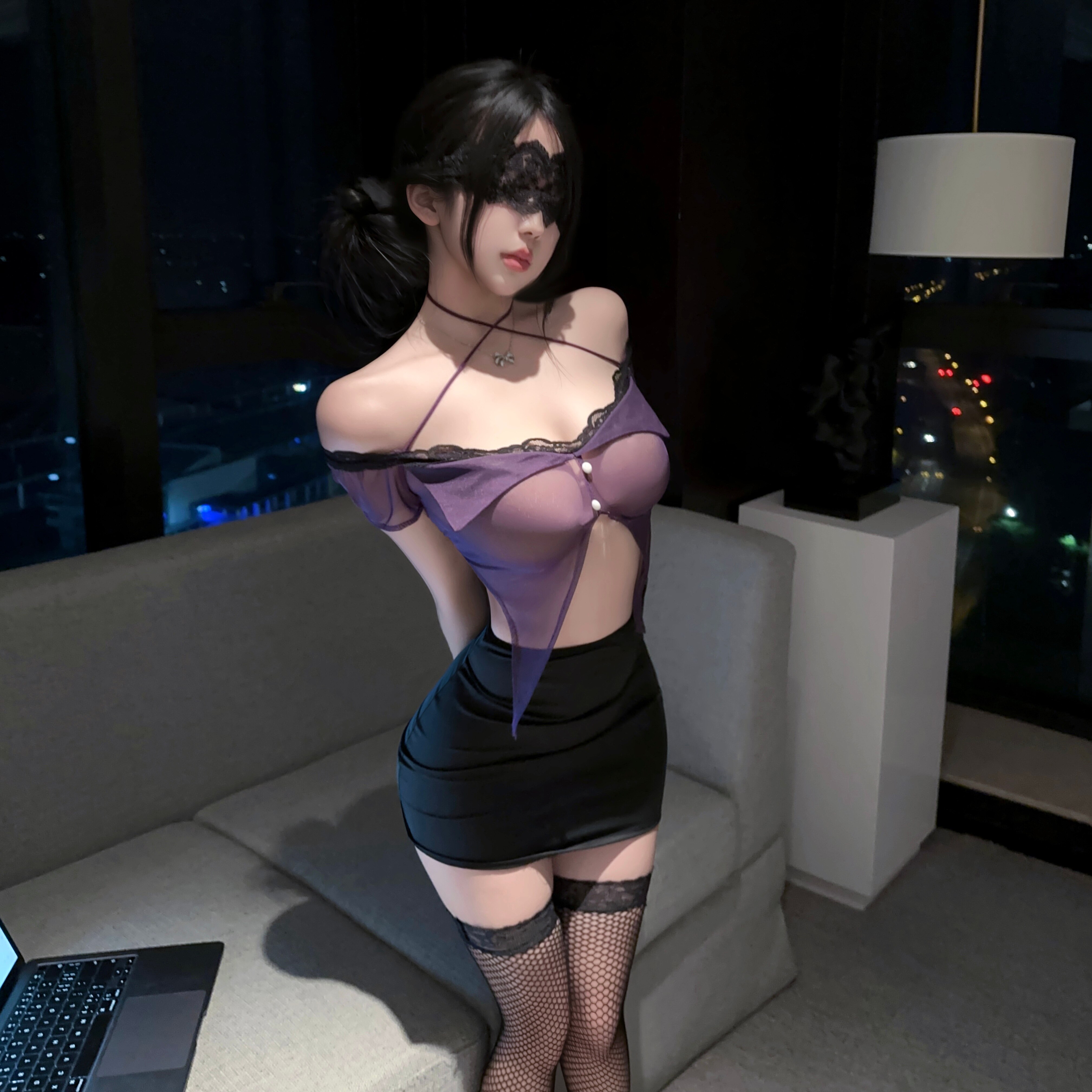 情趣味内衣新款露肩纯欲女性感透明OL秘书制服包臀裙诱惑房事套装
