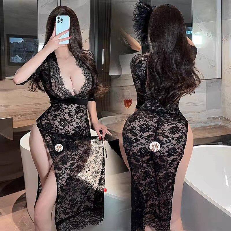 大码200斤可穿性感旗袍胖mm高开叉睡裙纯欲情感趣味qqny内衣晴趣