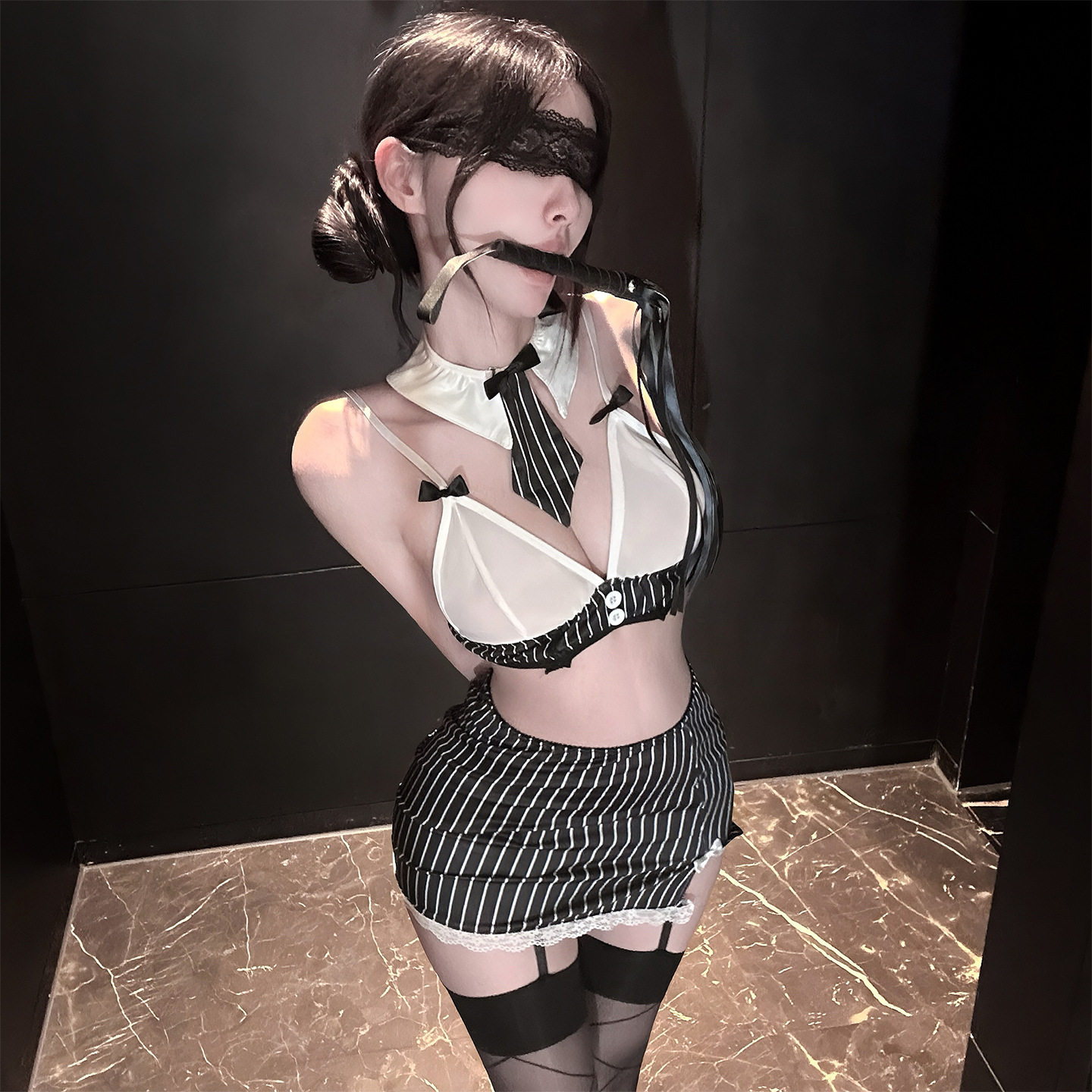性感条纹秘书情调性趣情趣味内衣纯欲包臀高级女生感性诱感qqny