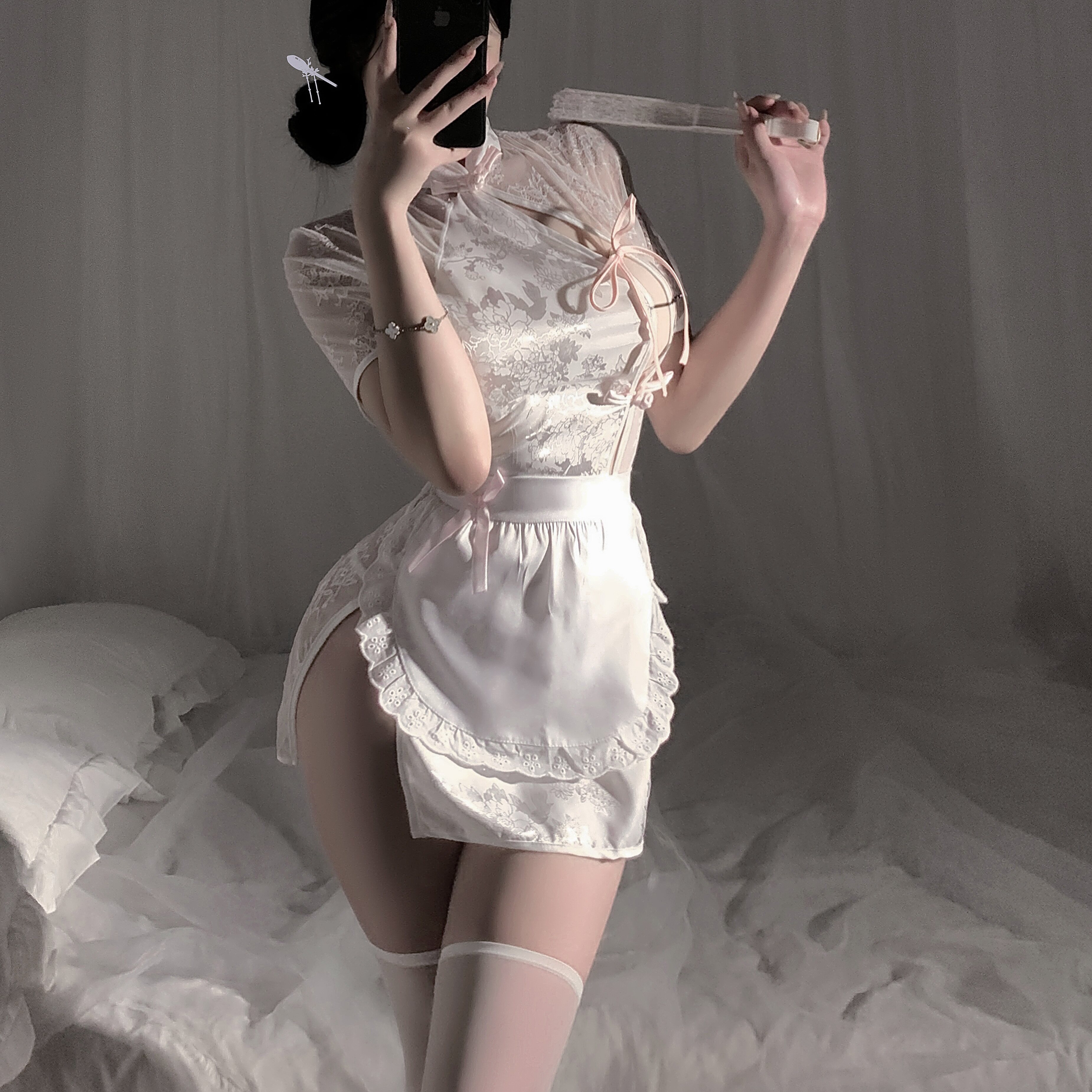 性感御姐cosplay中华娘旗袍套装纯欲制服女仆围裙半透趣味睡裙女