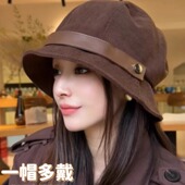 秋冬灯芯绒渔夫帽女2025气质一帽多戴可做小礼帽高性价比骑车可戴