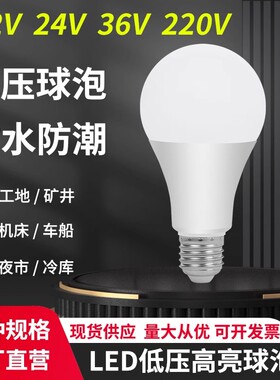 【官方推荐低压灯泡】12V24V36V伏ACDC防水e27冷库机床电瓶节能灯