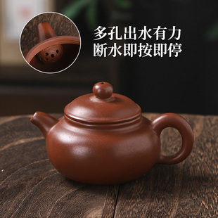宜兴紫砂潮州朱泥壶紫泥壶红泥壶小容量茶壶半手工壶功夫茶具茶壶