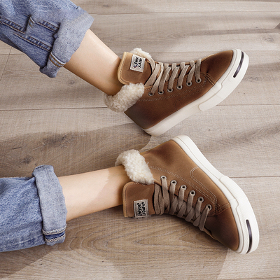 冬季加绒保暖高帮鞋年轻加绒鞋垫