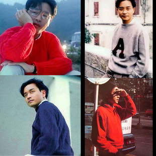 哥哥张国荣同款定制毛衣男女 套头宽松外穿秋冬红蓝灰外套圆领