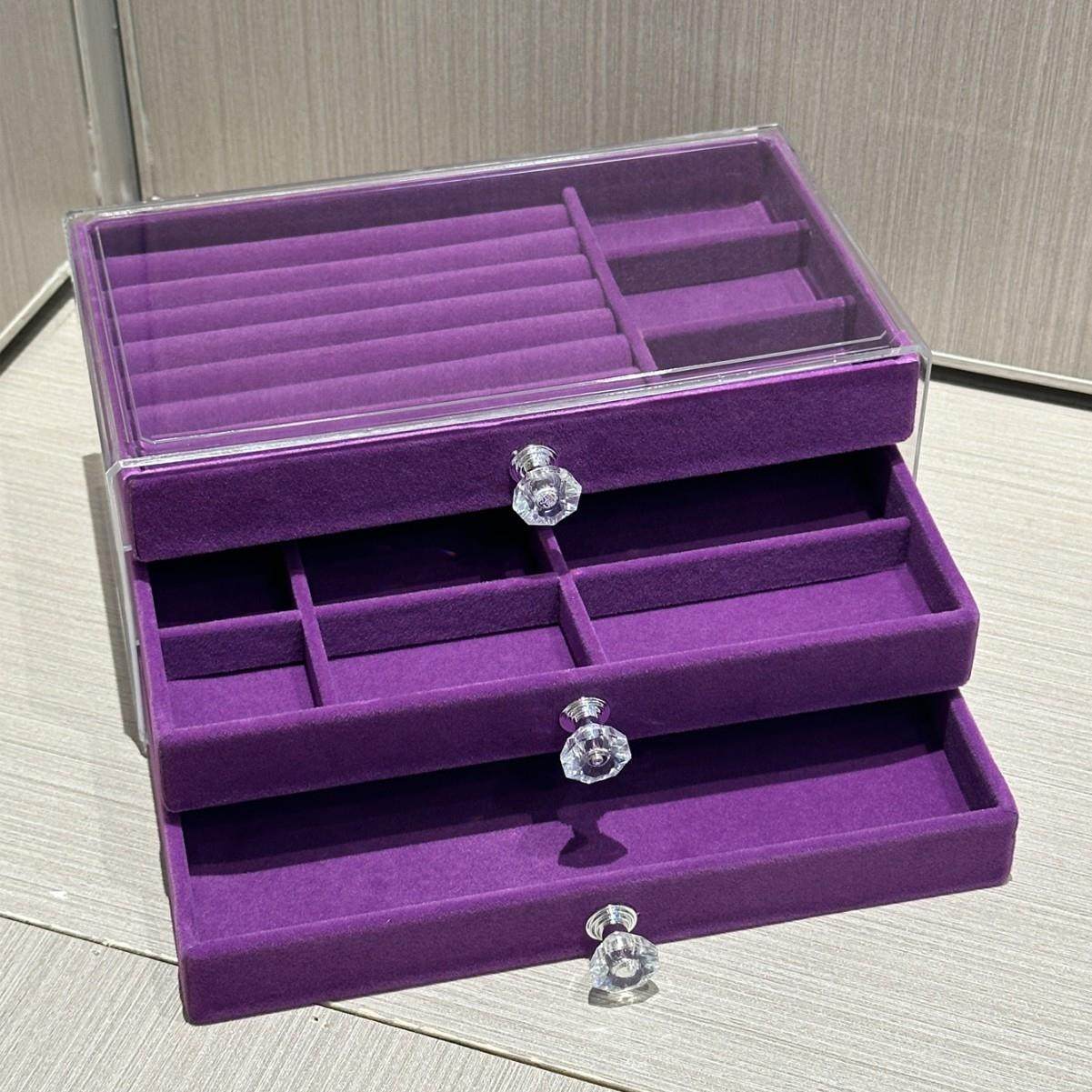 紫色绒布首饰收纳盒diy古风套装女孩生日礼物手串玩具礼diy材料包