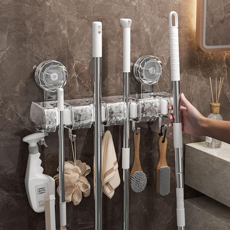 吸盘式挂钩免打孔置物架卫生间收纳吸盘强力扣壁联排挂钩拖把夹