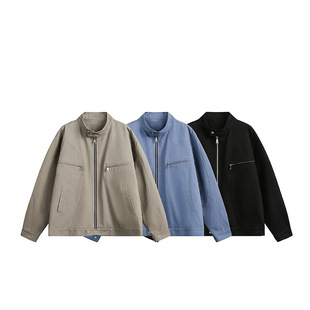 CATSSTAC哈灵顿重磅水洗帆布夹克cleanfit冰川蓝简约休闲外套男