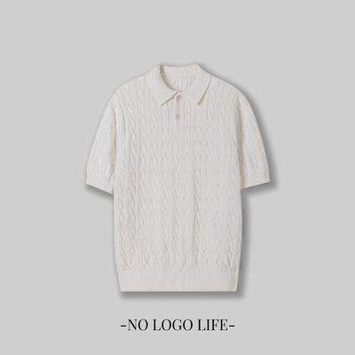 NOLOGO绞花polo针织短袖