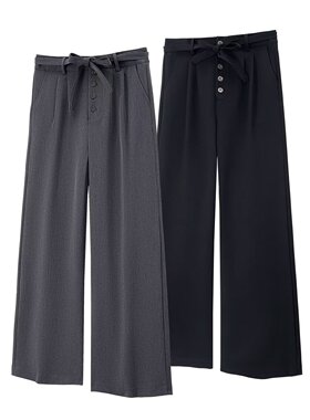 Oclin剑道双褶A字西裤通勤口粮TR抗皱直筒宽松可调节腰带/五联扣