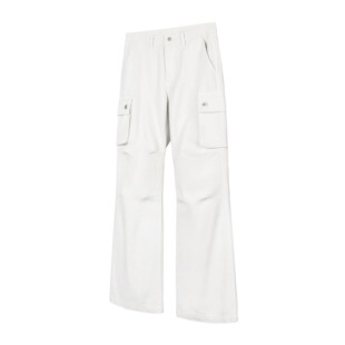 DESERTO骨白水洗白牛Cargo宽松微喇立体裁剪褶皱工装裤休闲长裤