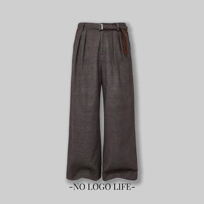 NOLOGO“千鸟格麂皮”西裤