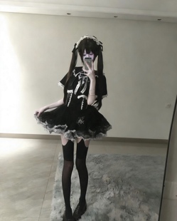 自制古早感花边高腰百搭哥特风斗篷娃娃领蕾丝吊带亚文化蕾系