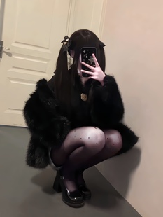 自制温柔仿狐狸毛皮草外套女冬季连帽猫耳朵亚文化涩谷辣妹上衣