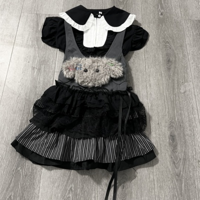 自制兔耳朵娃娃领可爱亚文化小狗刺绣哥特y2k礼物公主暗黑