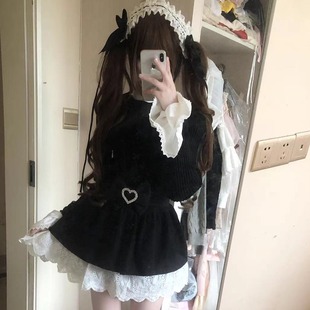 自制毛衣蕾系可爱甜妹蕾丝花边日系清楚系