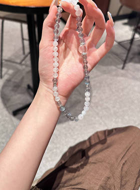 天然灰月光白月光石双双圈手链