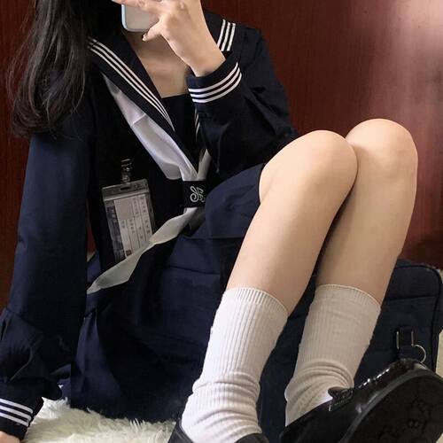 正统绀三本jk制服基础款海军学院风校供中间水手服女学生全蓝拉链