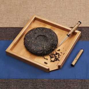 茶具配件茶盘竹制普洱茶饼收纳盒茶刀茶钳撬茶拆茶工具托盘赏茶分