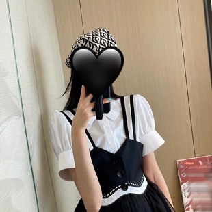 Italy进口面料 小景家同款 撞色拼接吊带连衣裙 现货