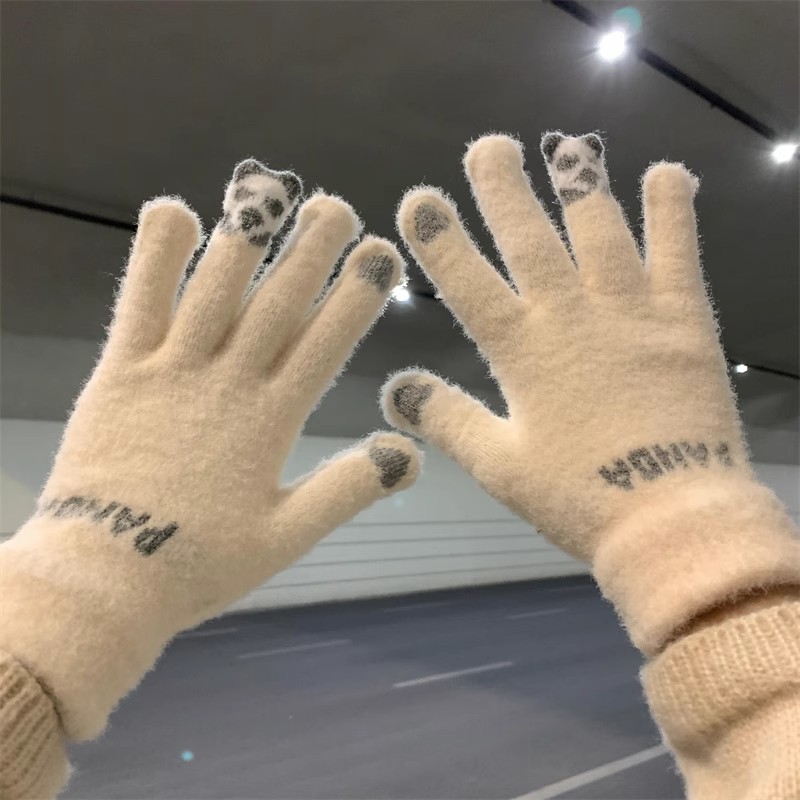 小熊猫可爱加绒加厚手套
