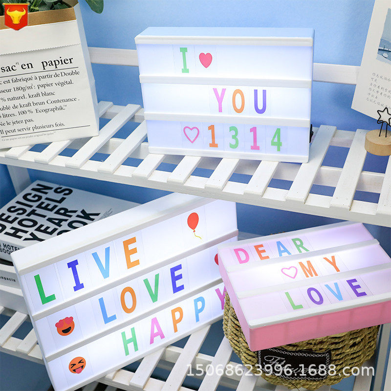 跨境leda字母发光灯箱创意字母灯箱拼图灯箱字造型灯小夜灯