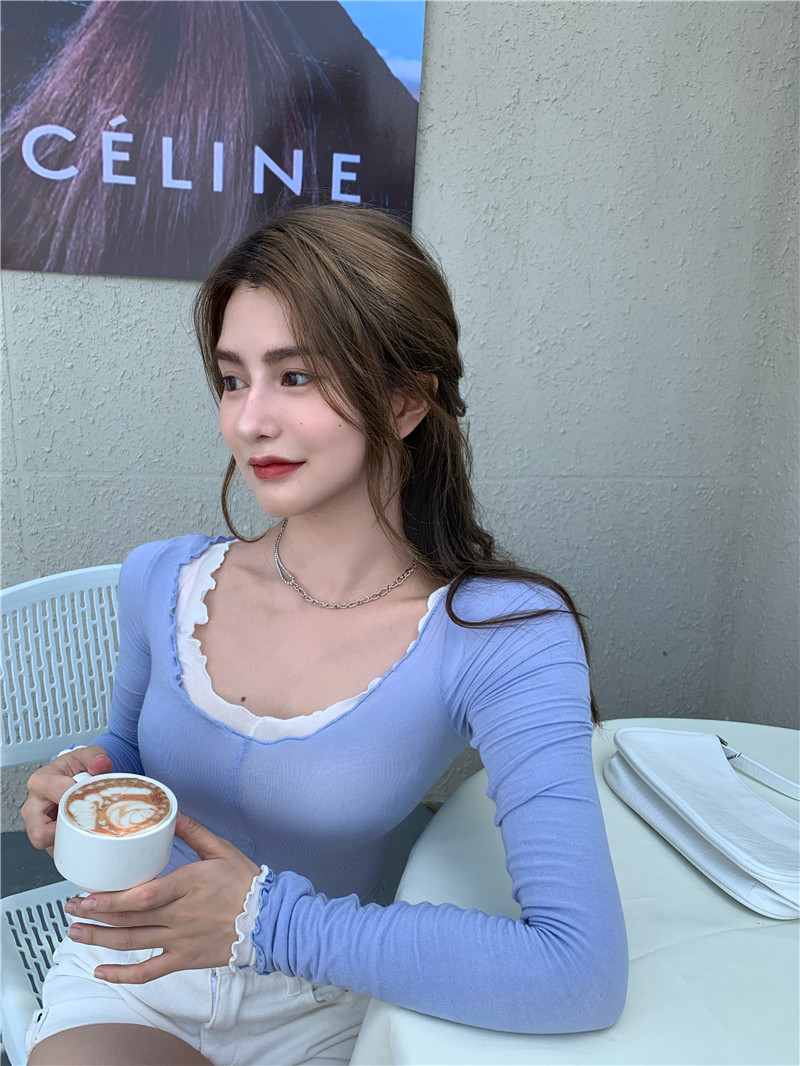 Real price sexy little sweet girl long sleeve T-shirt women 2020 new slim and slim bottoming shirt