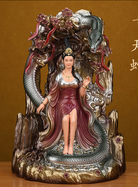 正品飞天蛇仙姑娘女娲神像娘娘白蛇青蛇摆件供奉像体真身招财树脂