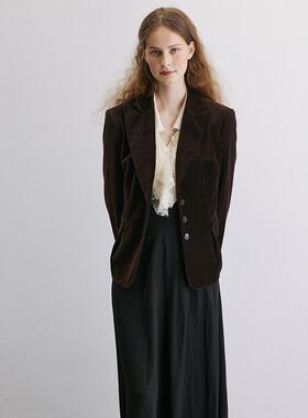 Holypark 24/PF 复古文艺灯芯绒平绒枪驳领秋冬休闲西装外套