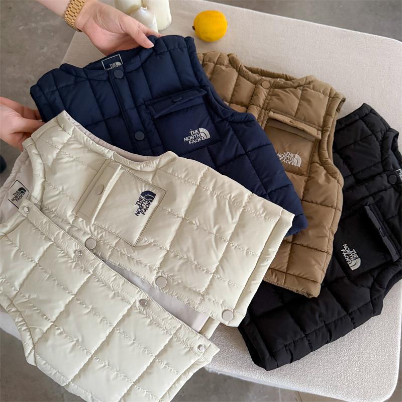 儿童外套2025眯眯眼秋冬新品男女童刺绣圆领无袖衣宝宝百搭棉马甲