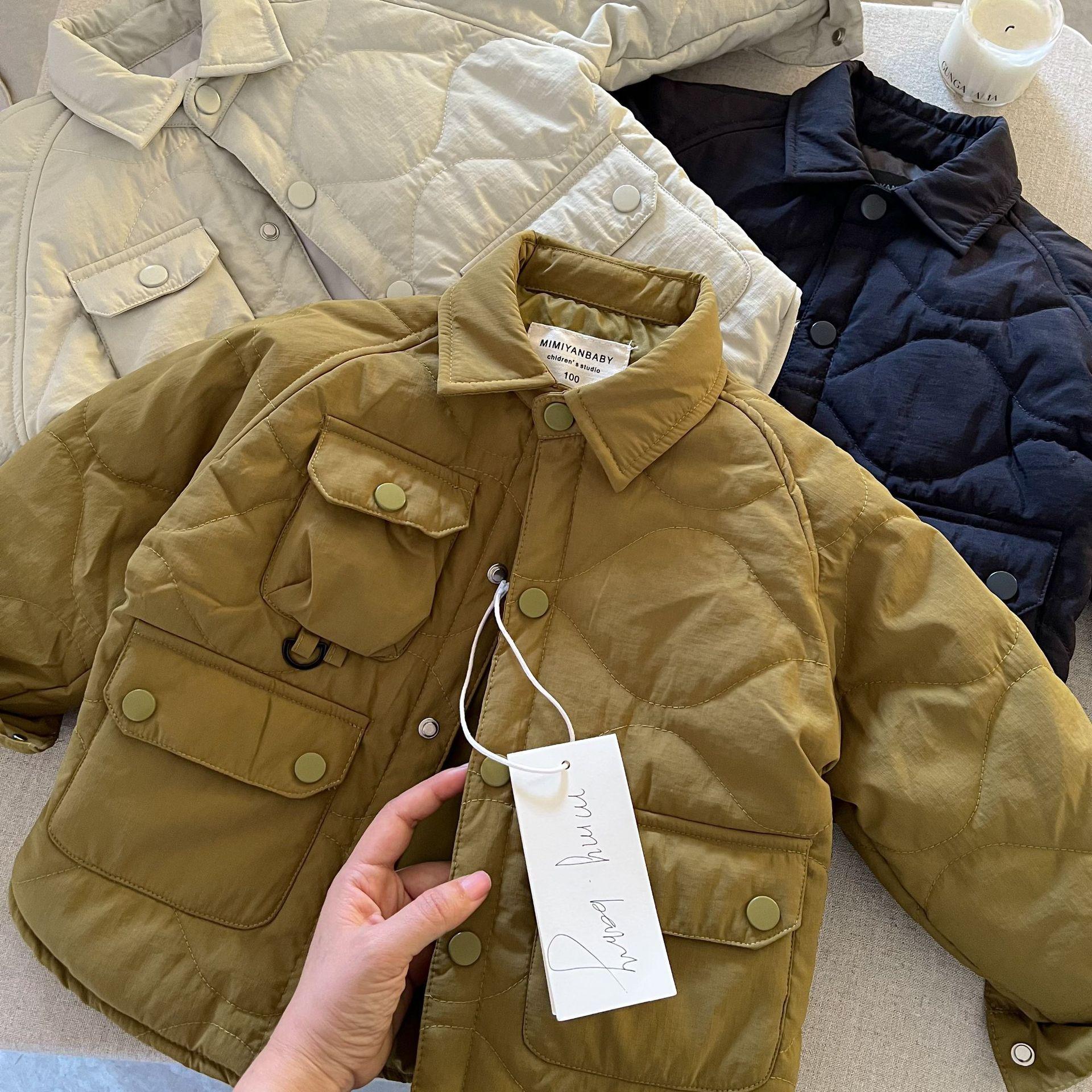 2024冬新款男童简约夹棉衬衫